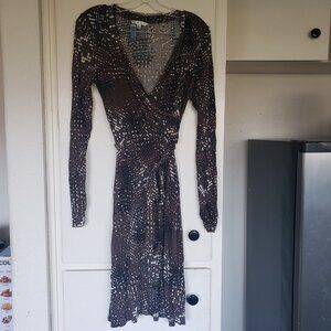 Cabi Brown with White and Black Dots Dress Size M
